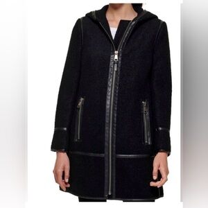 NWT DKNY Bouclé Wool Blend Hooded Coat